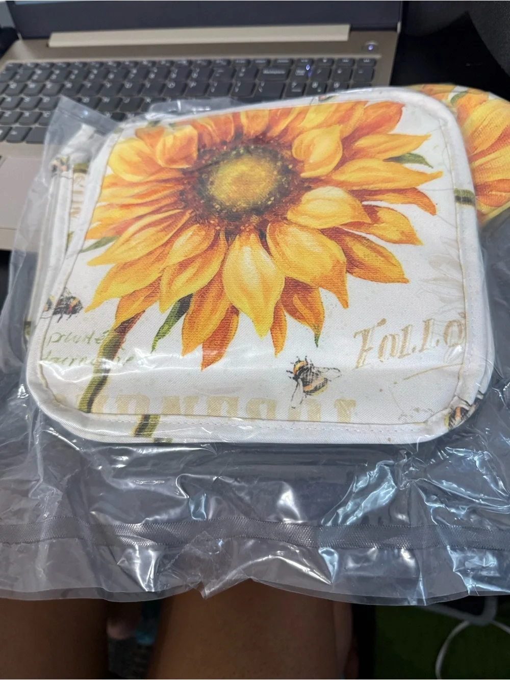 Sunflower Oven Mitt Set - Yellow Floral Kitchen Mitts